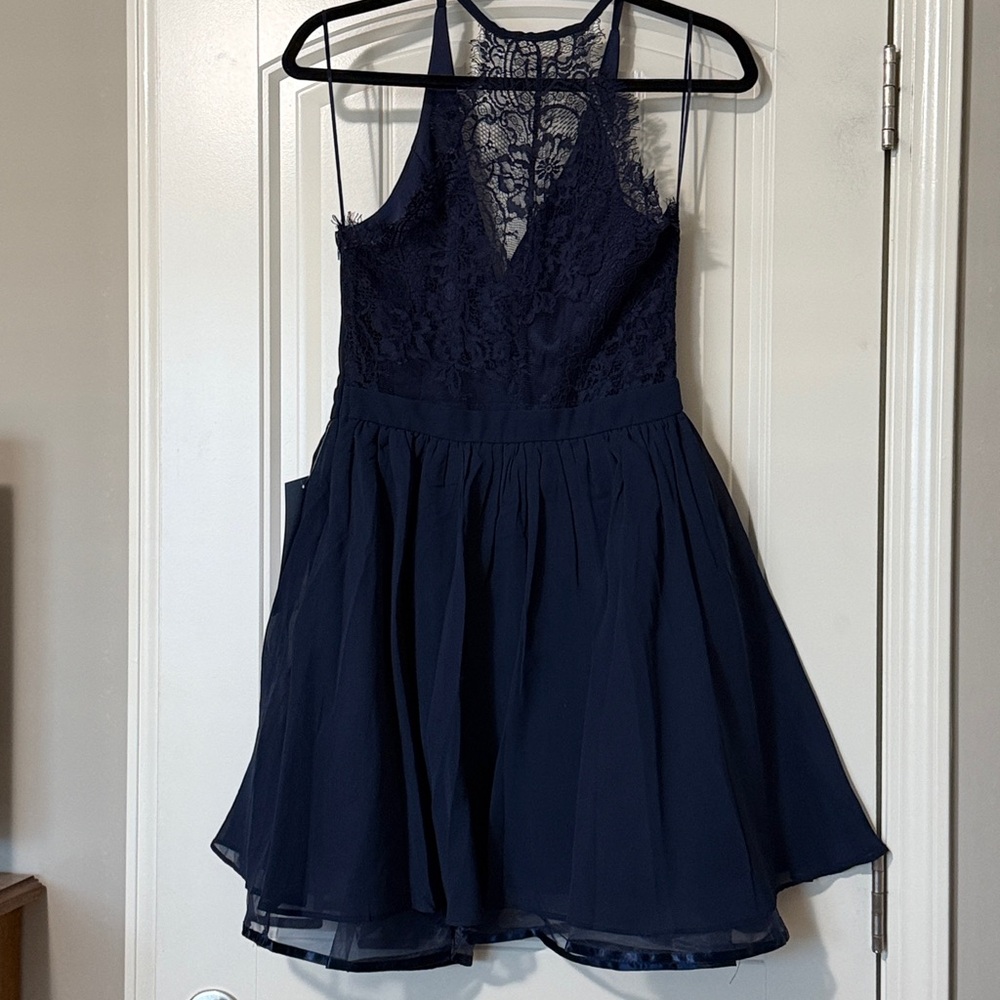 Short Chiffon Homecoming Dress with Lace Racerback